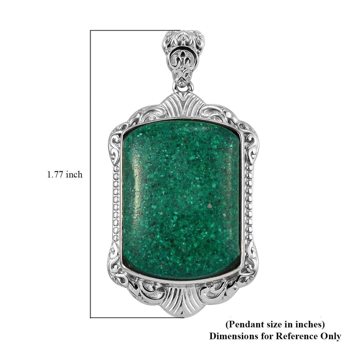 Freshened Malachite Solitaire Pendant in Platinum Over Copper with Magnet 21.20 ctw image number 4