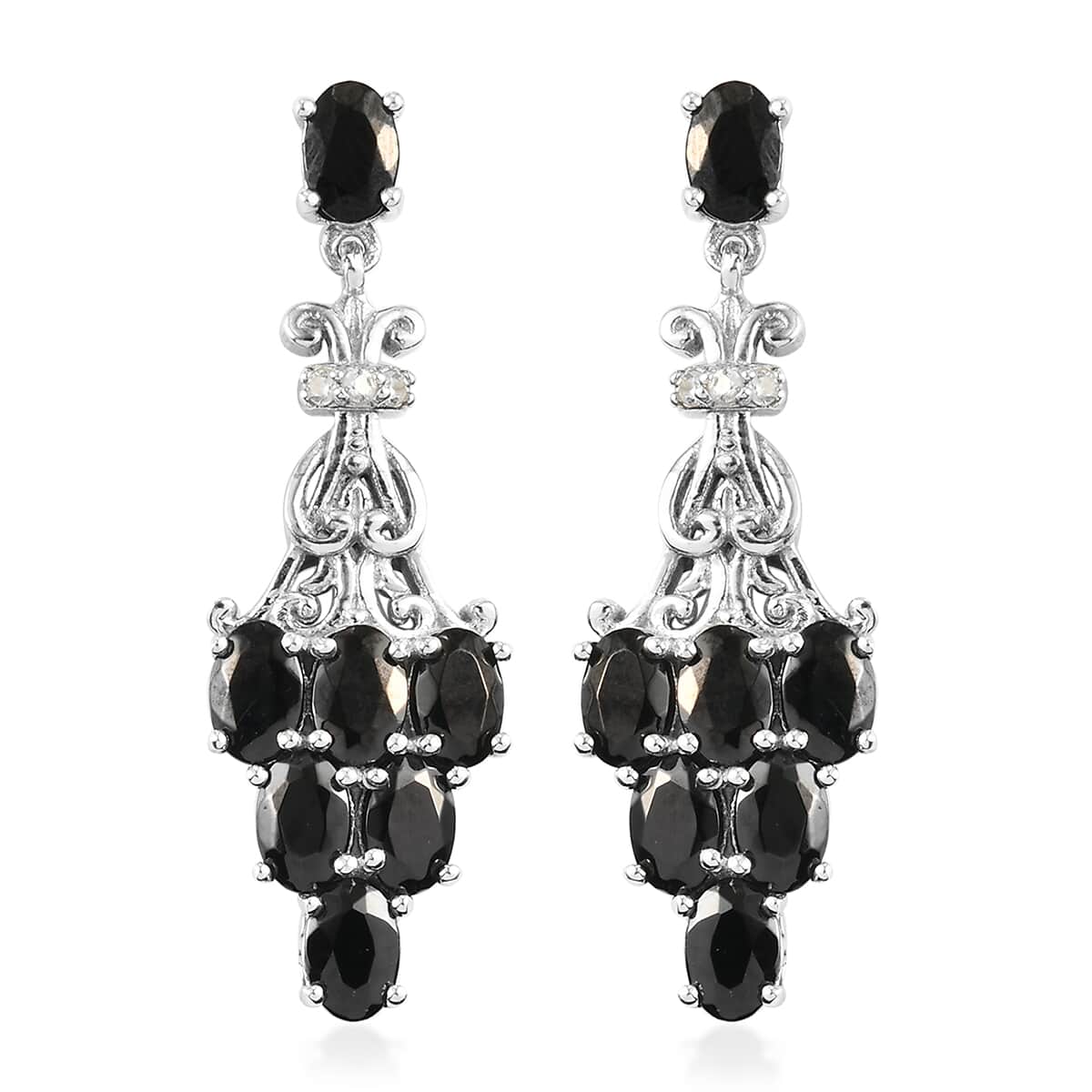 Elite Shungite, Natural White Zircon Dangling Earrings in Platinum Over Sterling Silver 3.75 ctw image number 0