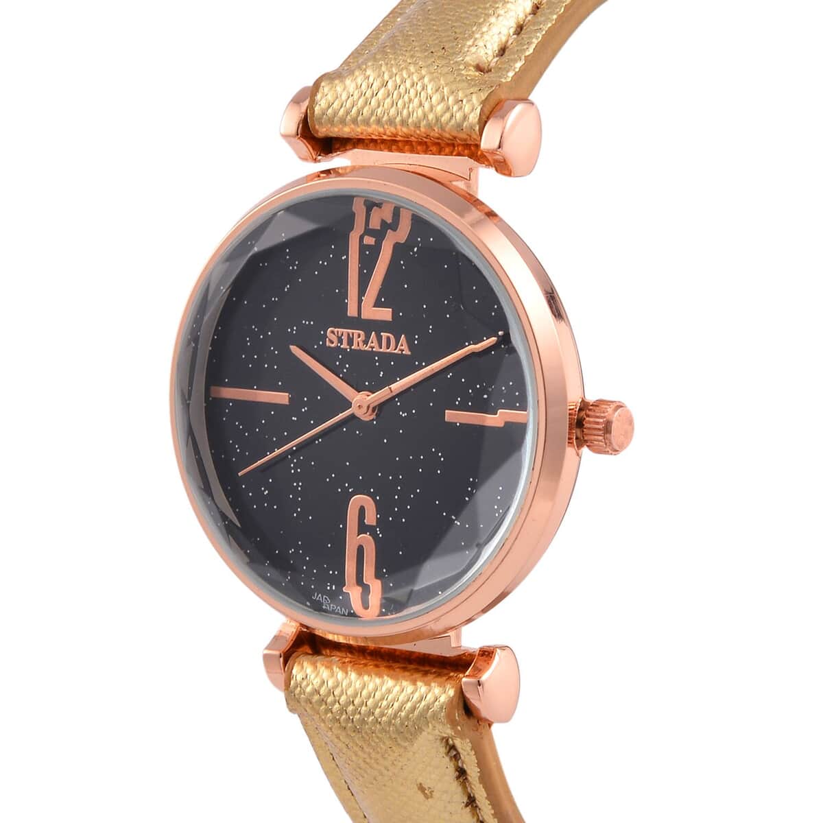 Strada Japanese Movement Starry Sky Pattern Watch in Rosetone with Golden Faux Leather Strap (35.81mm) (5.5-7.00 Inches) image number 3