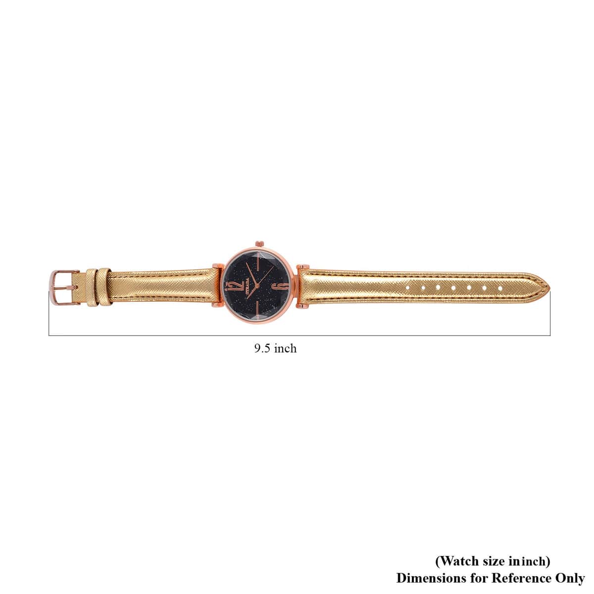 Bargain Deal Strada Japanese Movement Starry Sky Pattern Watch in Rosetone with Golden Faux Leather Strap (35.81mm) (5.5-7.00 Inches) image number 7