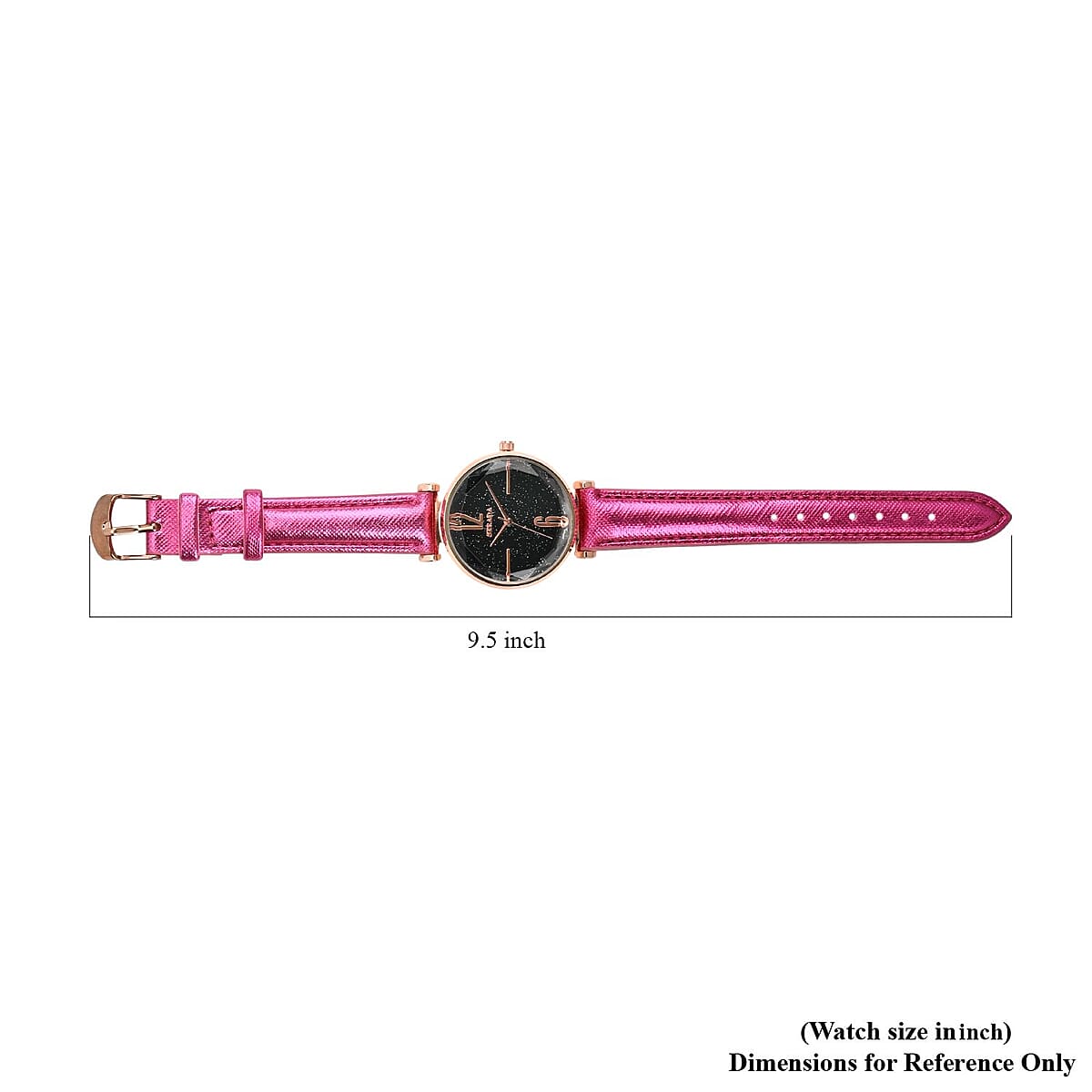 Strada Japanese Movement Starry Sky Pattern Watch in Rosetone with Plum Purple Faux Leather Strap (35.81mm) (5.5-7.00 Inches) image number 7