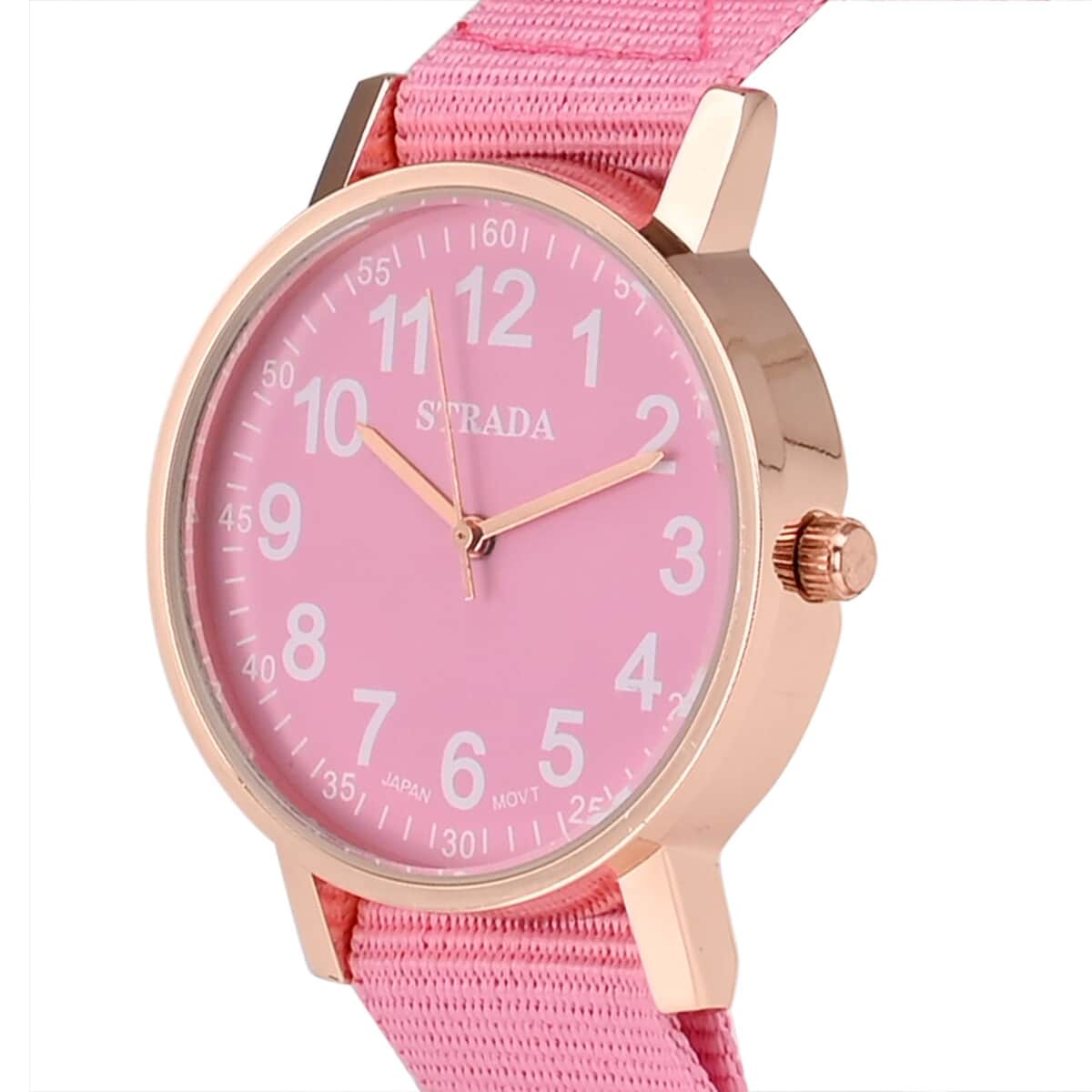 Strada Japanese Movement Watch with Pink Nylon Strap (35.56 mm) (5.5-7.25 Inches) image number 3