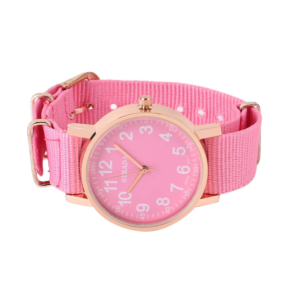 Strada Japanese Movement Watch with Pink Nylon Strap (35.56 mm) (5.5-7.25 Inches) image number 4