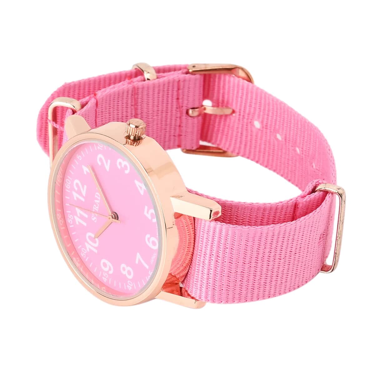 Strada Japanese Movement Watch with Pink Nylon Strap (35.56 mm) (5.5-7.25 Inches) image number 5