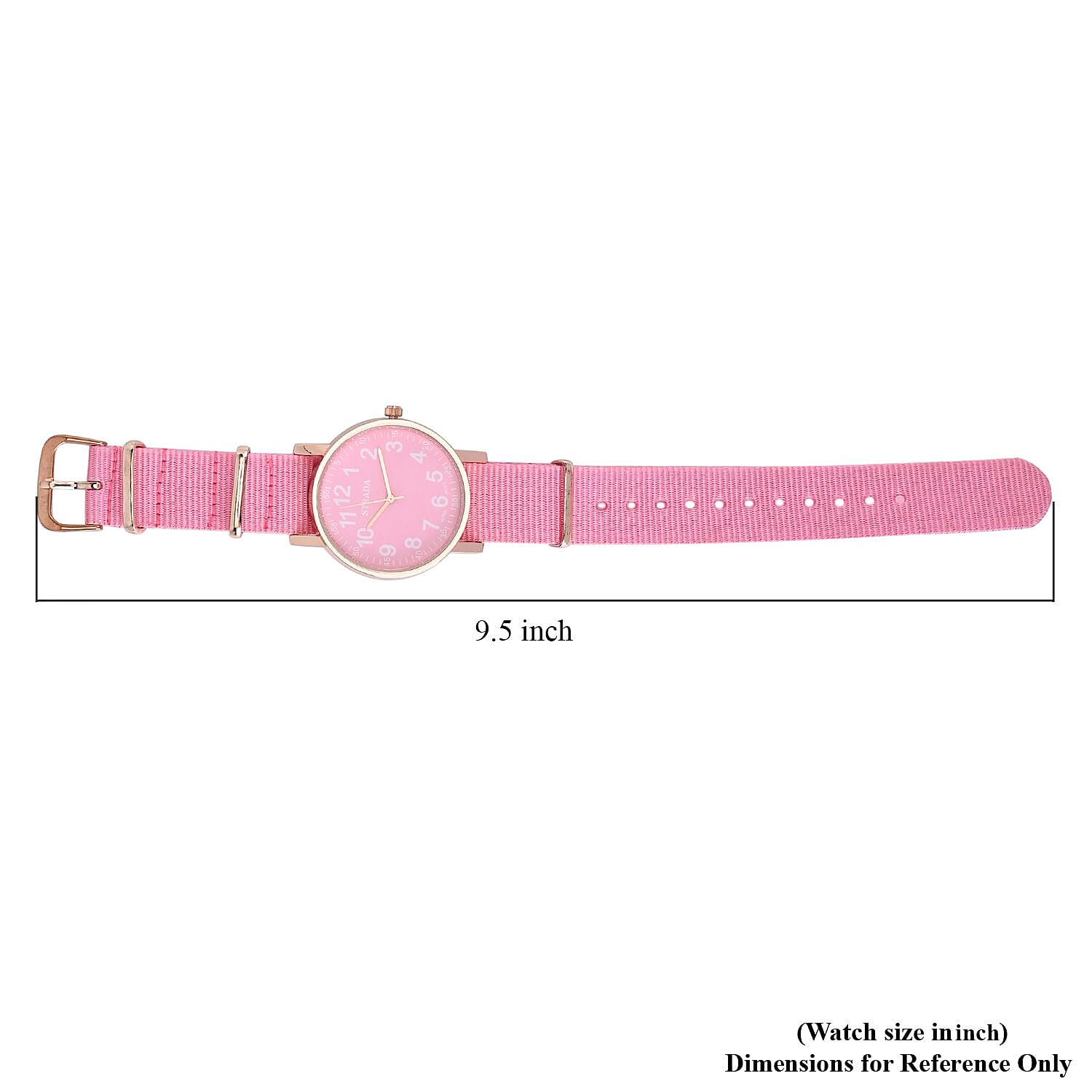 Strada Japanese Movement Watch with Pink Nylon Strap (35.56 mm) (5.5-7.25 Inches)