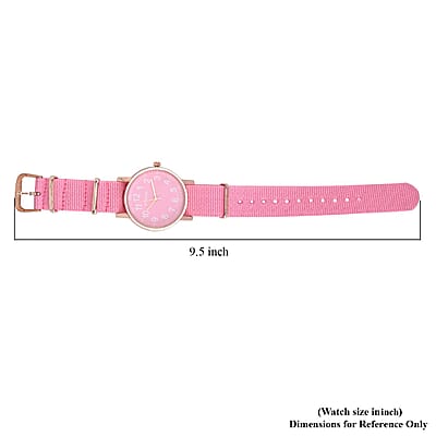 Strada Japanese Movement Watch with Pink Nylon Strap (35.56 mm) (5.5-7.25 Inches)