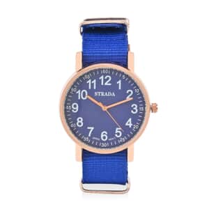 Strada Japanese Movement Watch with Blue Nylon Strap (35.56 mm) (5.5-7.25 Inches)