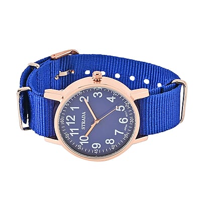 Strada Japanese Movement Watch with Blue Nylon Strap (35.56 mm) (5.5-7.25 Inches)