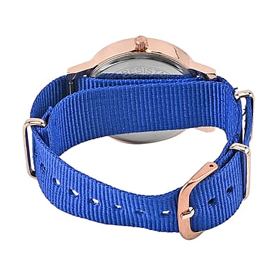 Strada Japanese Movement Watch with Blue Nylon Strap (35.56 mm) (5.5-7.25 Inches)