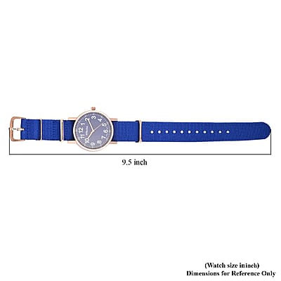 Strada Japanese Movement Watch with Blue Nylon Strap (35.56 mm) (5.5-7.25 Inches)