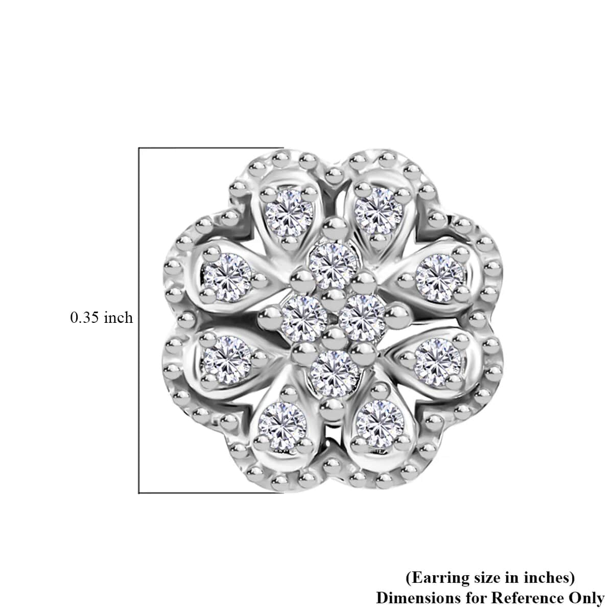 Diamond 0.25 ctw Blooming Flower Earrings in Platinum Over Sterling Silver image number 6