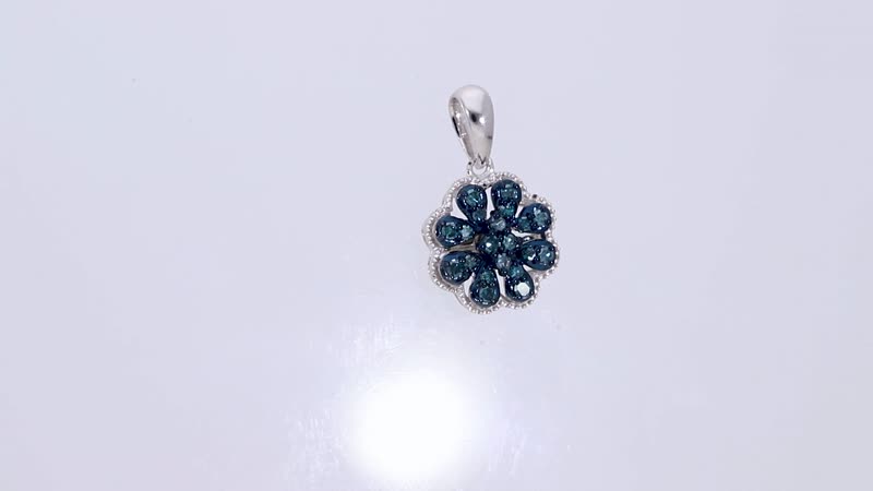 Doorbuster Blue Diamond Pendant in Platinum Over Sterling Silver 0.25 ctw