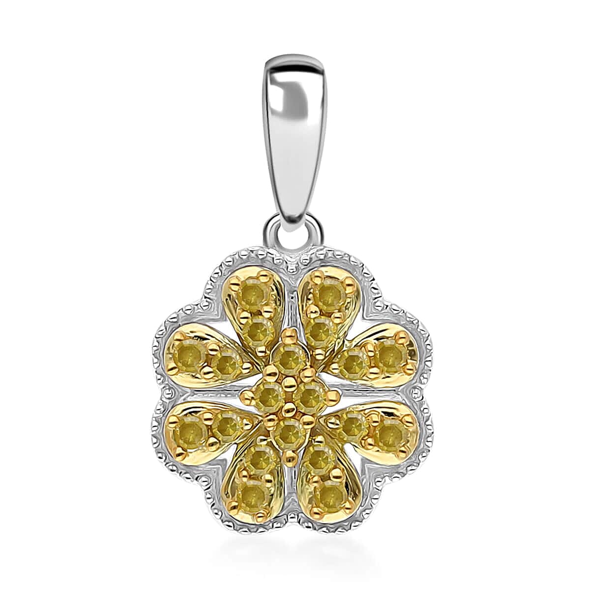 Doorbuster Blue Diamond Pendant in Platinum Over Sterling Silver 0.25 ctw