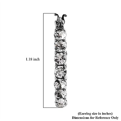 White Crystal Hoop Earrings in Stainless Steel , Tarnish-Free, Waterproof, Sweat Proof Jewelry