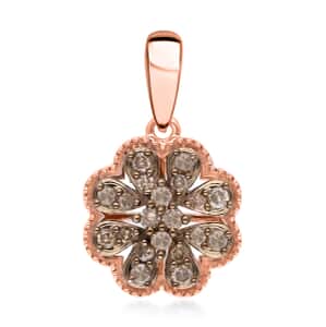 Natural Champagne Diamond Floral Pendant, Champagne Diamond Pendant, Rhodium and Vermeil Rose Gold Over Sterling Silver Pendant, Diamond Cluster Pendant, Floral Cluster Pendant 0.25 ctw