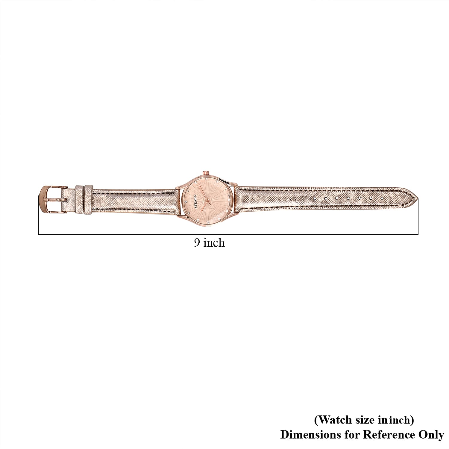 Strada Japanese Movement Watch in Rosetone with Rose Gold Faux Leather Strap (6.50-8.0 Inches) (32mm)
