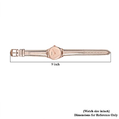Strada Japanese Movement Watch in Rosetone with Rose Gold Faux Leather Strap (6.50-8.0 Inches) (32mm)