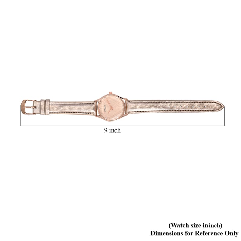Strada Japanese Movement Watch in Rosetone with Rose Gold Faux Leather Strap (6.50-8.0 Inches) (32mm)