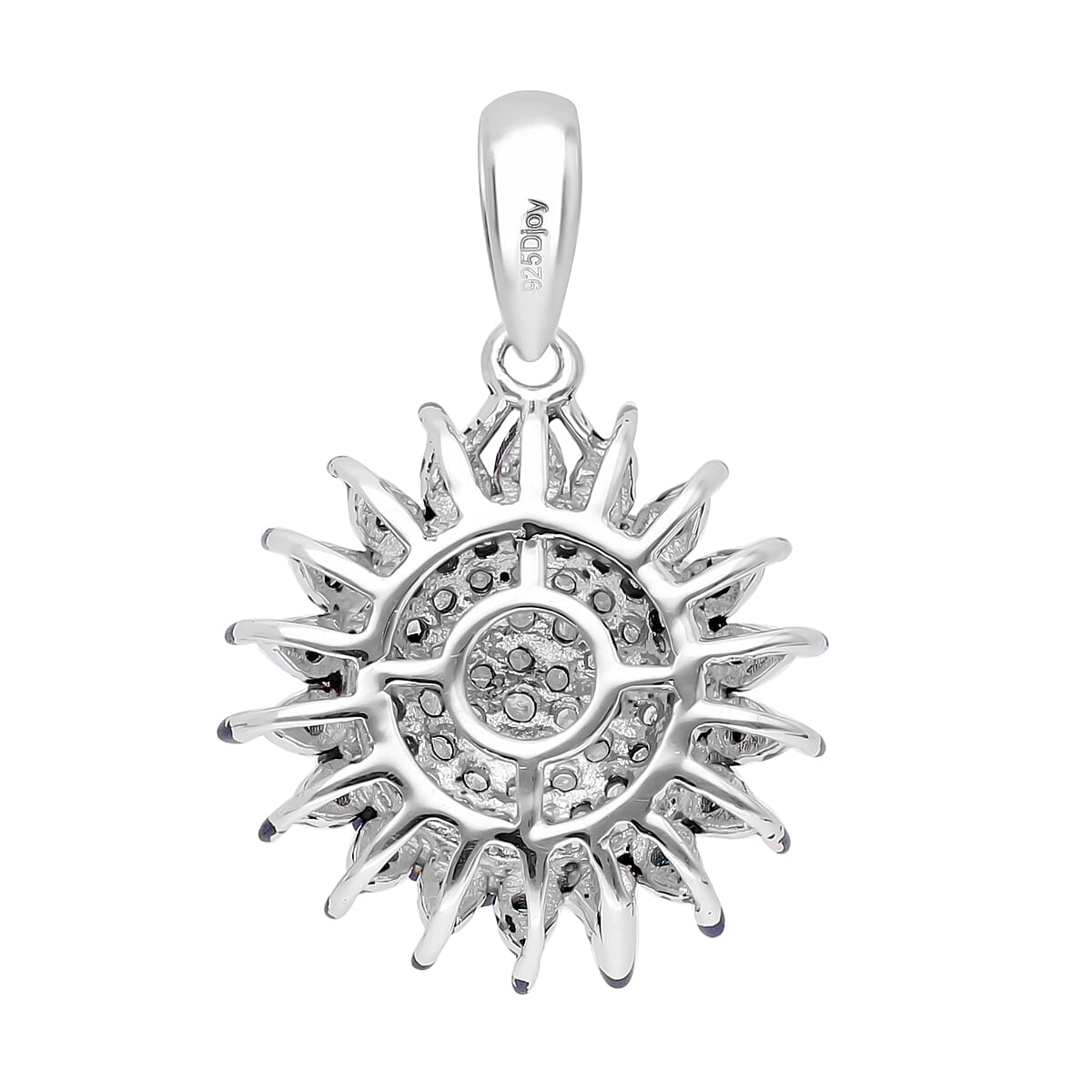 Doorbuster Diamond and Blue Diamond Cocktail Pendant in Platinum Over Sterling Silver 0.50 ctw image number 3