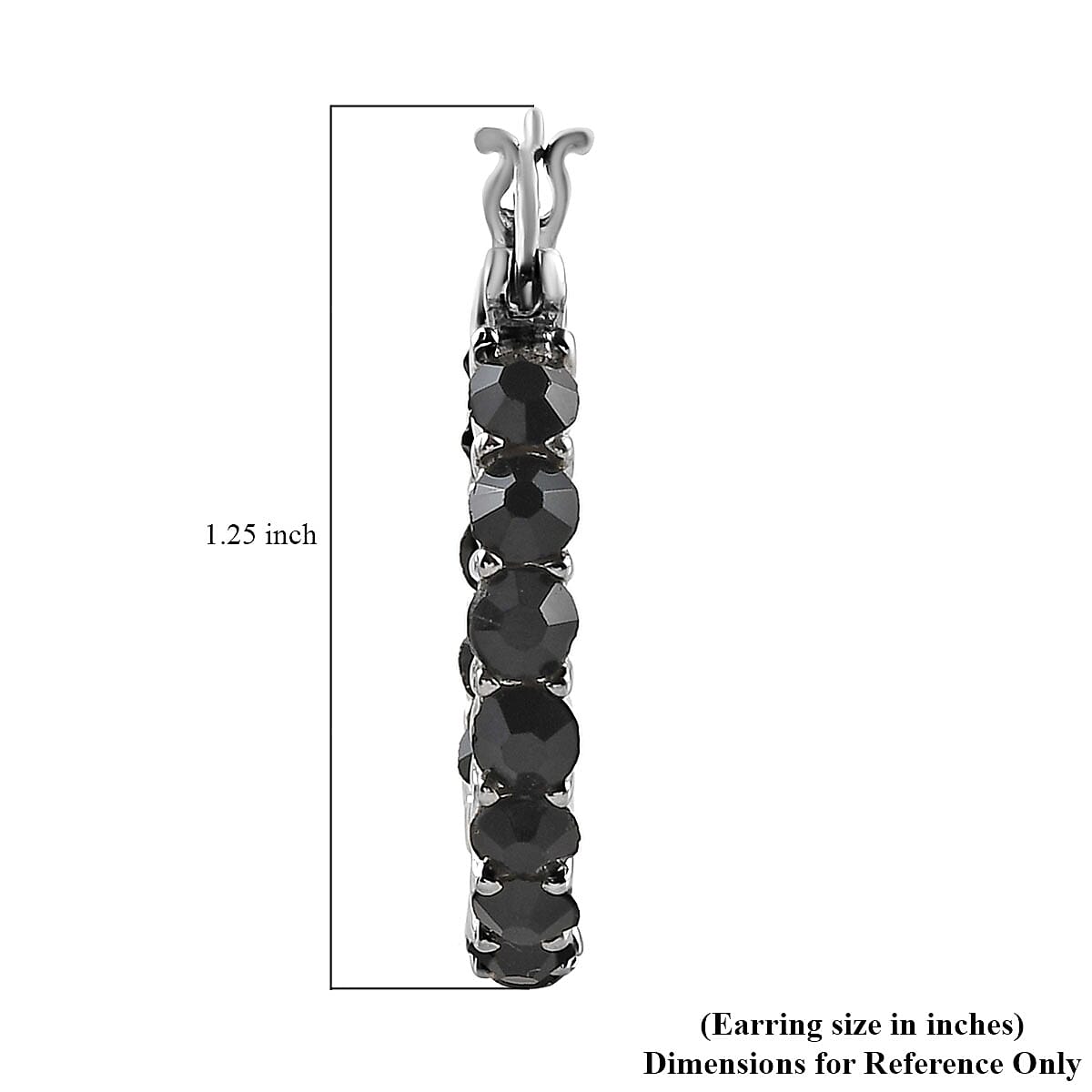 Black Crystal Hoop Earrings in Stainless Steel , Tarnish-Free, Waterproof, Sweat Proof Jewelry image number 4