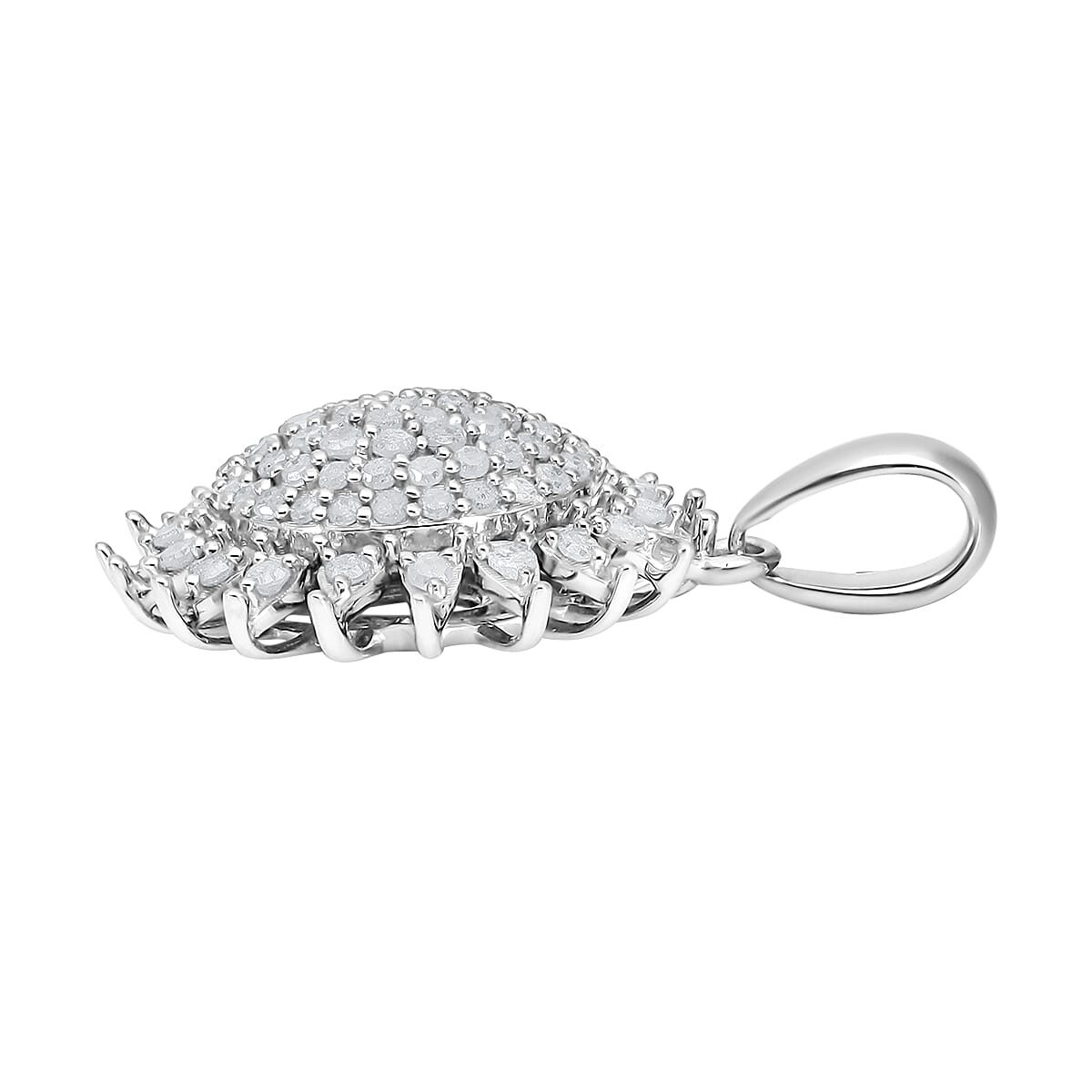 Diamond Sunburst Pendant in Platinum Over Sterling Silver 0.50 ctw image number 2