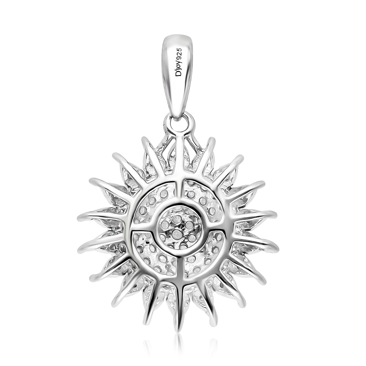 Diamond Sunburst Pendant in Platinum Over Sterling Silver 0.50 ctw image number 3