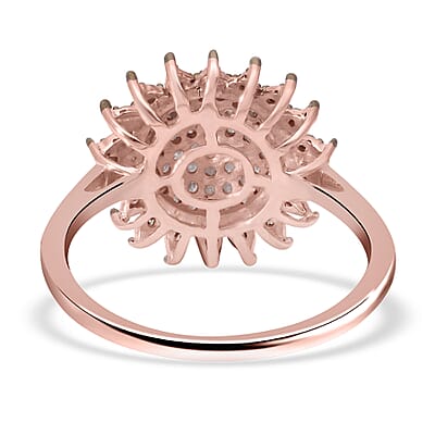 Doorbuster Natural White and Champagne Diamond Cocktail Ring in Vermeil RG Over Sterling Silver (Size 10.0) 0.50 ctw