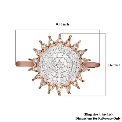 Doorbuster Natural White and Champagne Diamond Cocktail Ring in Vermeil RG Over Sterling Silver (Size 10.0) 0.50 ctw