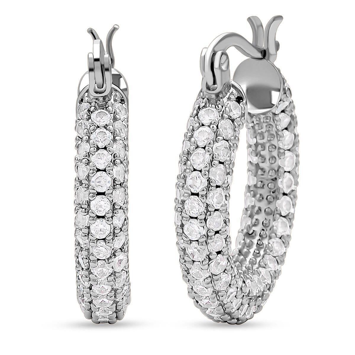 Simulated Diamond Earrings in Platinum Bond
