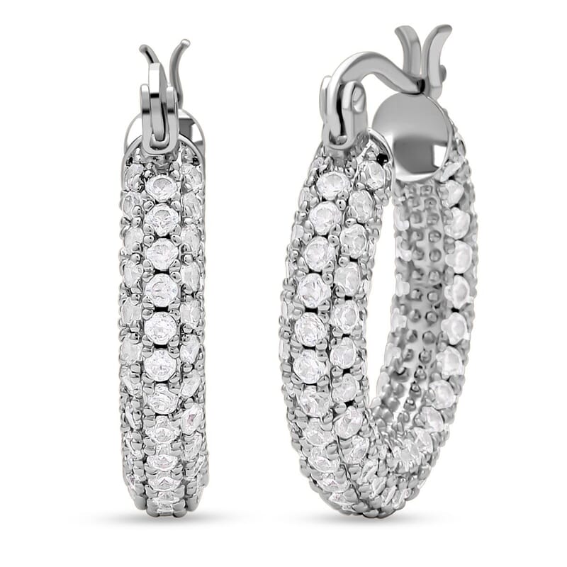 Simulated Diamond Earrings in Platinum Bond