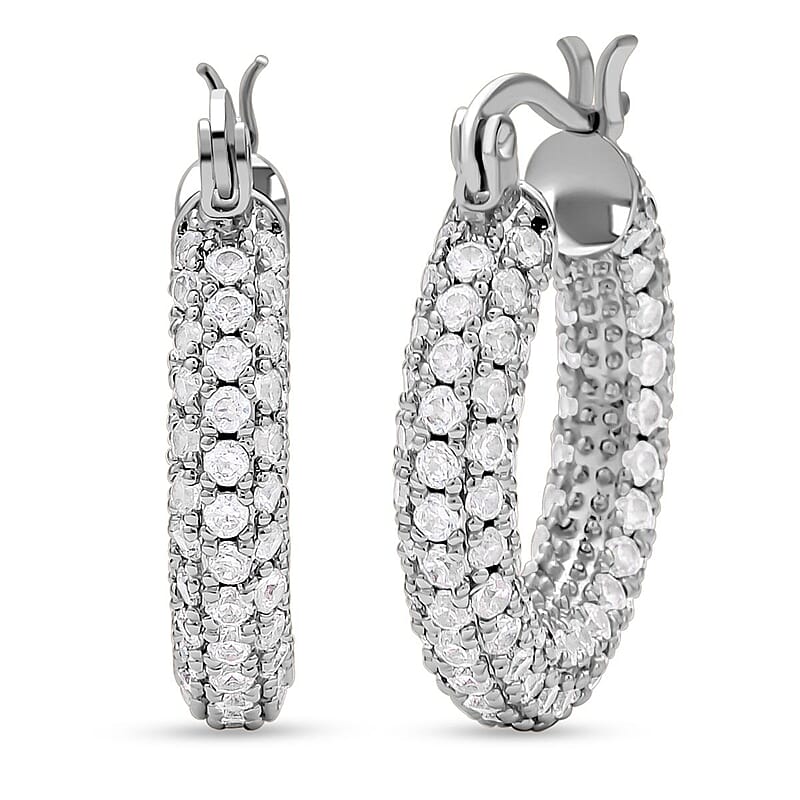 Simulated Diamond Earrings in Platinum Bond
