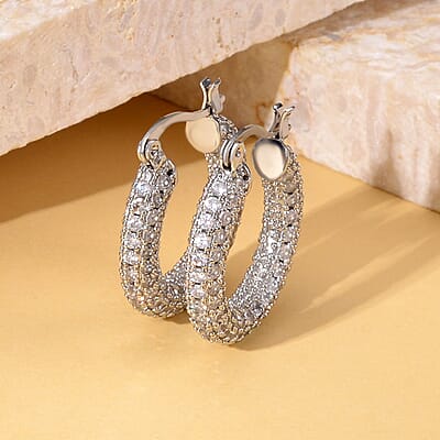 Simulated Diamond Earrings in Platinum Bond