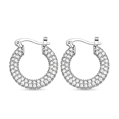 Simulated Diamond Earrings in Platinum Bond