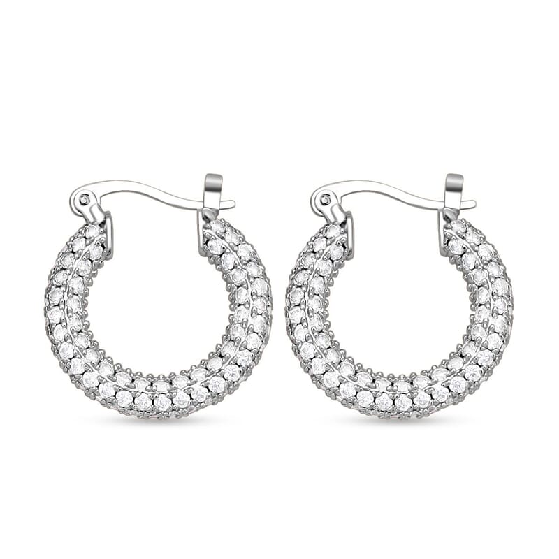 Simulated Diamond Earrings in Platinum Bond