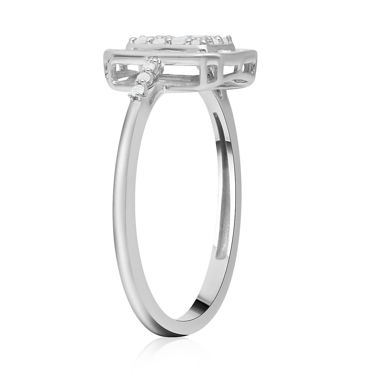 16th Oct TLV Diamond Cluster Ring in Platinum Over Sterling Silver (Size 10.0) 0.50 ctw image number 3