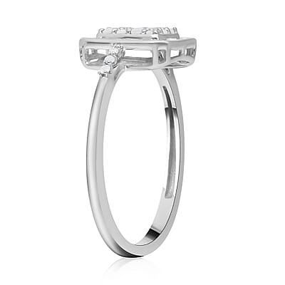 Diamond Cluster Ring in Platinum Over Sterling Silver (Size 10.0) 0.50 ctw