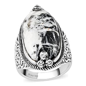 White Buffalo Solitaire Ring in Sterling Silver (Size 6.0) 14.40 ctw