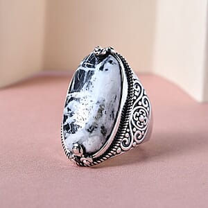 White Buffalo Solitaire Ring in Sterling Silver (Size 6.0) 14.40 ctw