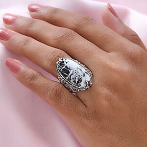 White Buffalo Solitaire Ring in Sterling Silver (Size 6.0) 14.40 ctw