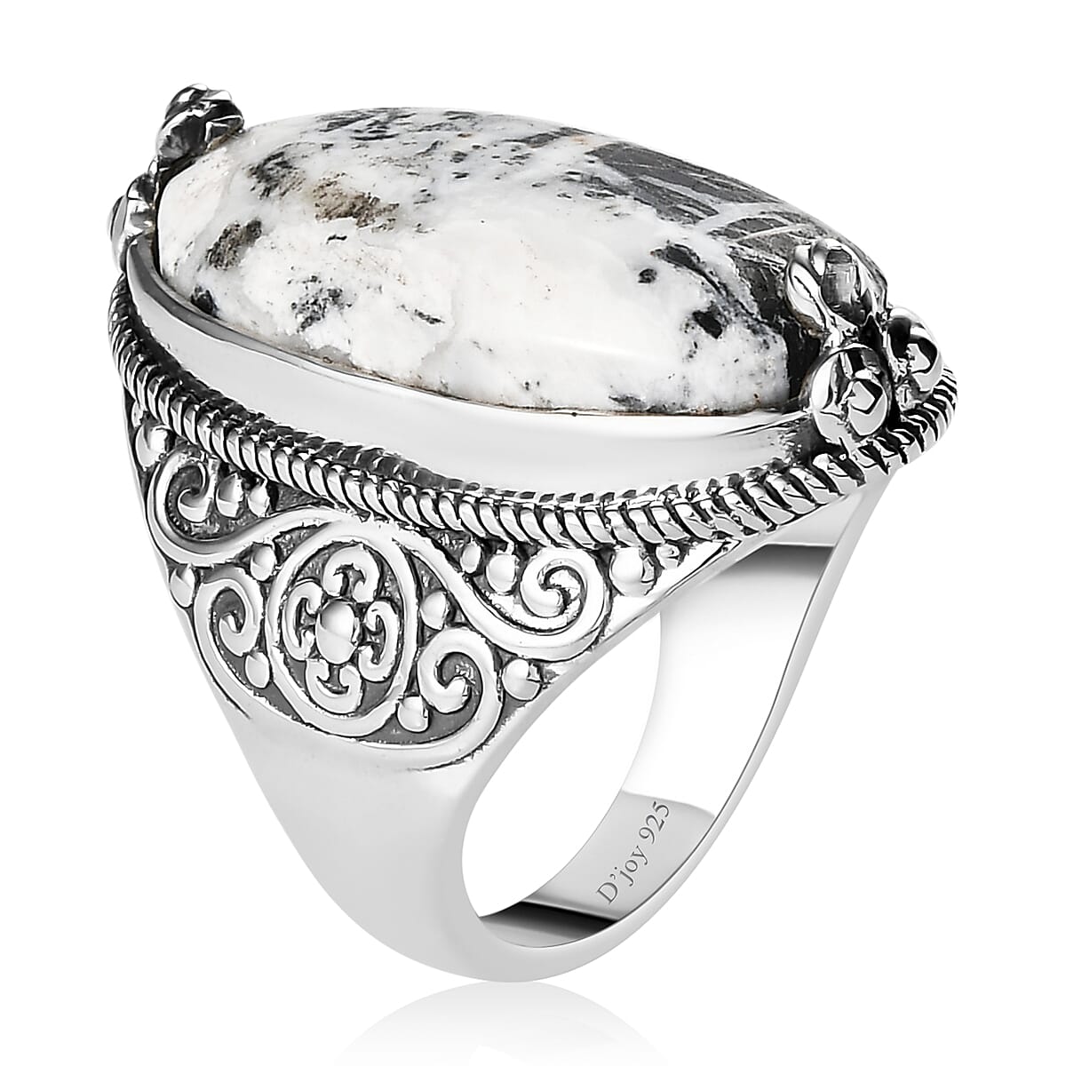 White Buffalo Solitaire Ring in Sterling Silver (Size 6.0) 14.40 ctw image number 3