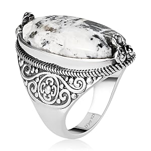 White Buffalo Solitaire Ring in Sterling Silver (Size 6.0) 14.40 ctw