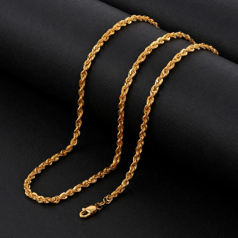 22K Yellow Gold 2.35mm Rope Necklace 20 Inches 6 Grams