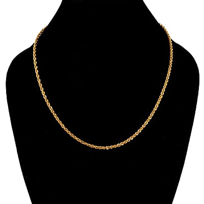 22K Yellow Gold 2.35mm Rope Necklace 20 Inches 6 Grams