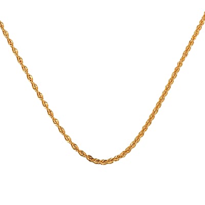 22K Yellow Gold 2.35mm Rope Necklace 20 Inches 6 Grams