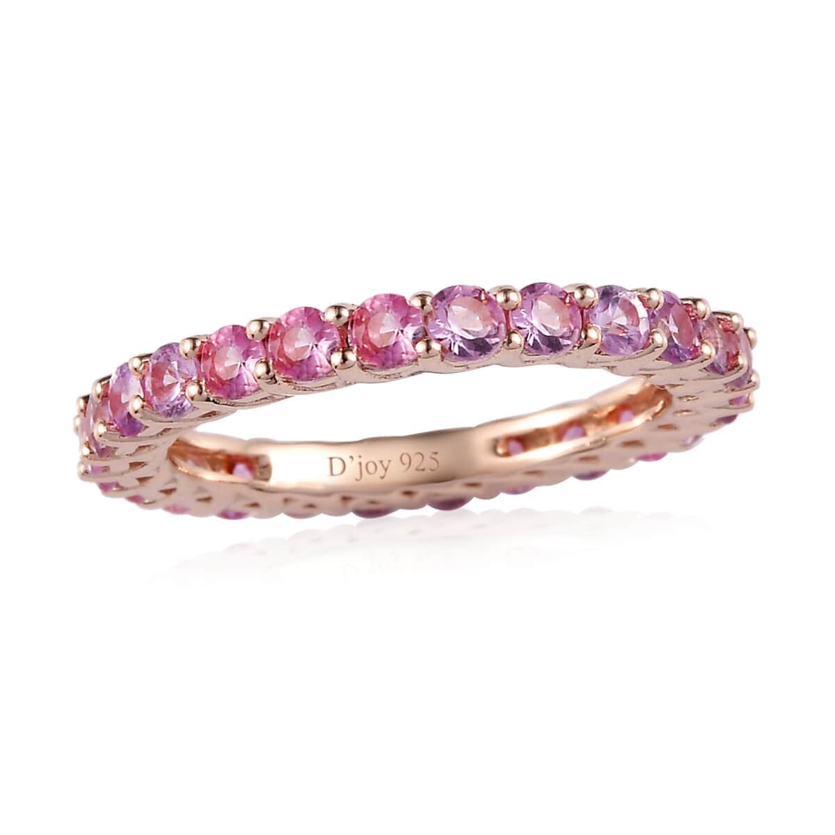 Madagascar Pink Sapphire Eternity Band Ring in Vermeil Rose Gold Over Sterling Silver (Size 7.0) 2.00 ctw image number 0