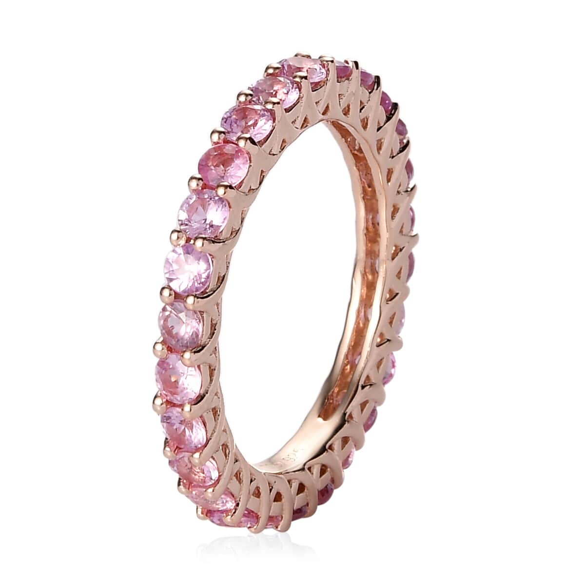 Madagascar Pink Sapphire Eternity Band Ring in Vermeil Rose Gold Over Sterling Silver (Size 7.0) 2.00 ctw image number 3