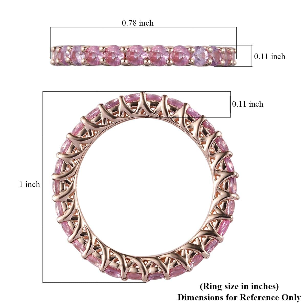 Madagascar Pink Sapphire Eternity Band Ring in Vermeil Rose Gold Over Sterling Silver (Size 7.0) 2.00 ctw image number 5