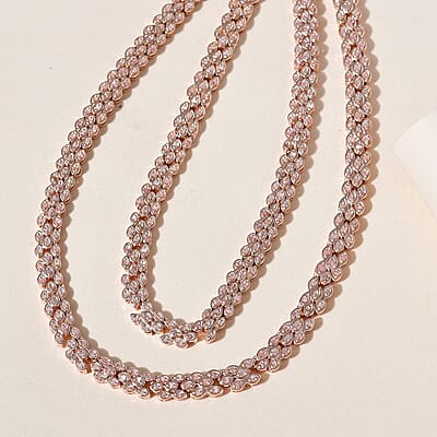 Uncut Natural Pink Diamond Necklace 20 Inches in Vermeil Rose Gold Over Sterling Silver 2.60 ctw
