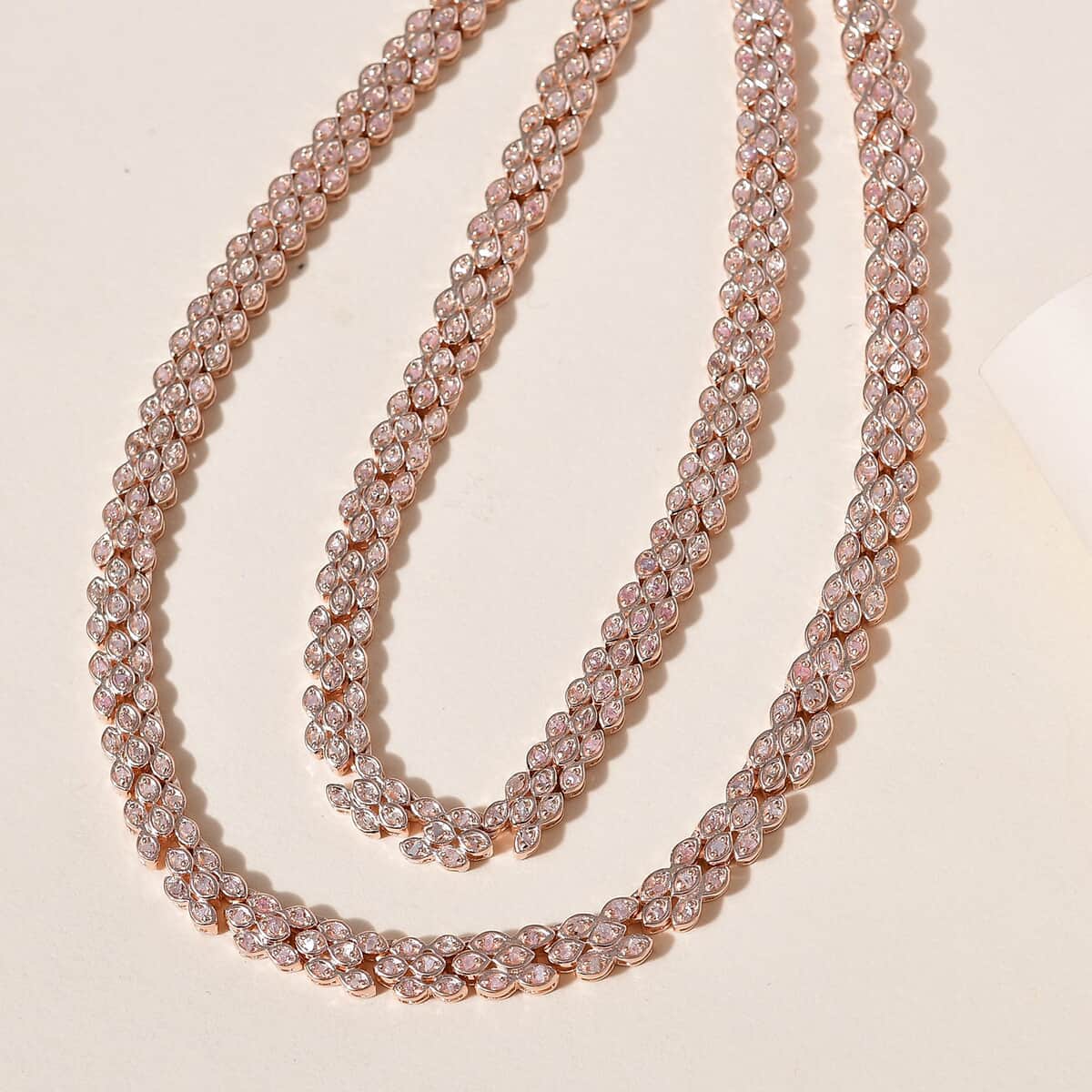Uncut Natural Pink Diamond Necklace 20 Inches in Vermeil Rose Gold Over Sterling Silver 2.60 ctw image number 1