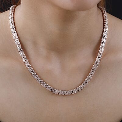 Uncut Natural Pink Diamond Necklace 20 Inches in Vermeil Rose Gold Over Sterling Silver 2.60 ctw